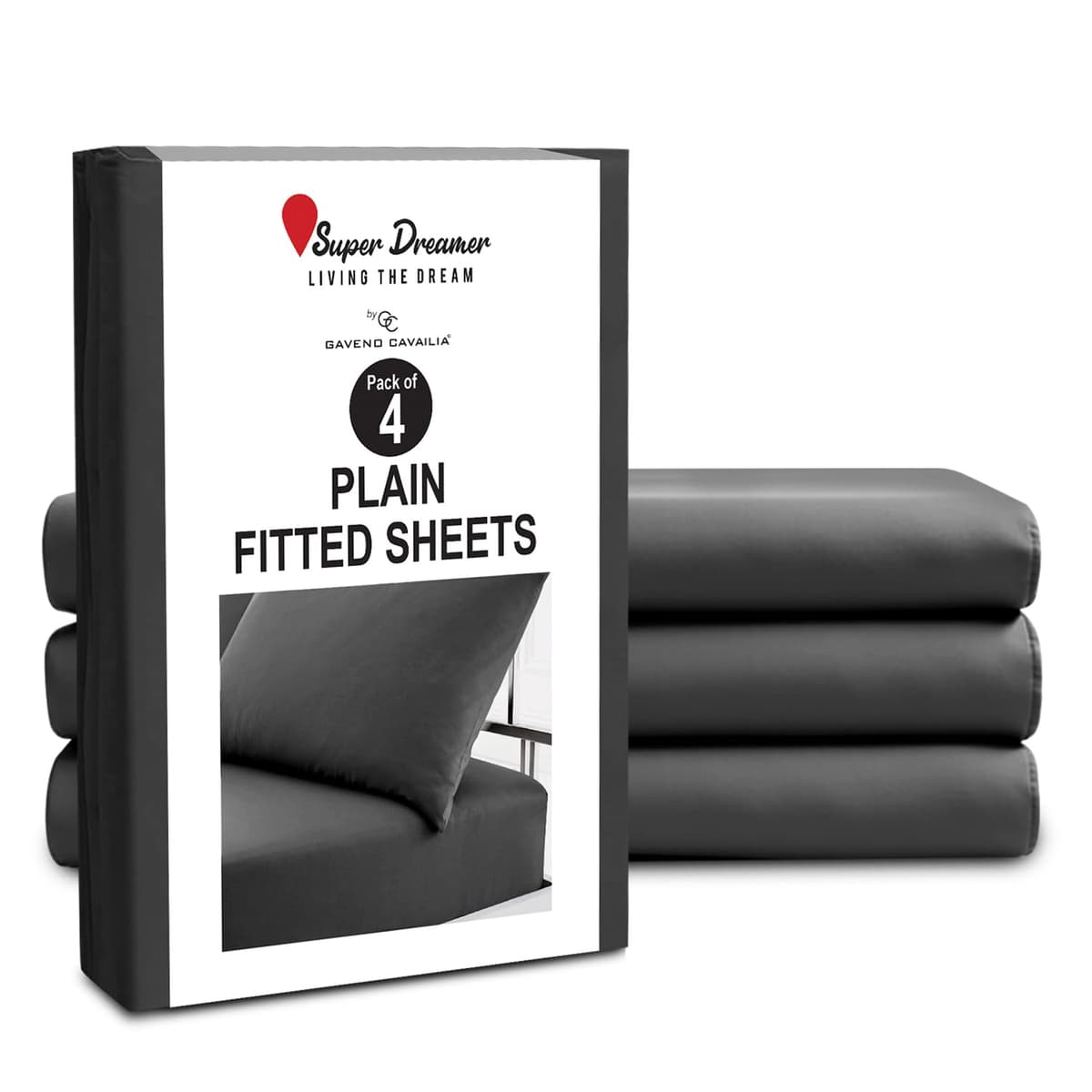GC GAVENO CAVAILIA Fitted Sheet Single Bed (91 x 190cm) - Grey Bedding Sheets - Plain Dyed Microfiber Bed Sheets Single - (10 inch) 25cm Deep Pocket Bottom Sheet - Easycare - Wrinkle & Fade Resistant — view 66