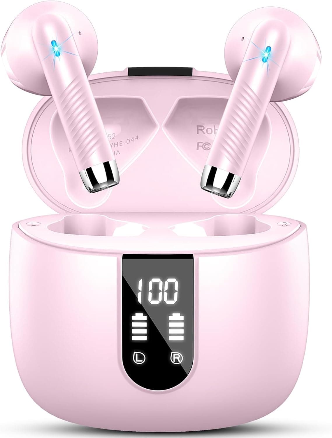 Wireless Earbuds, Bluetooth 5.4 Headphones in Ear NEW Wireless Earphones with 4 ENC Mic, Mini Ear buds with HiFi Stereo Deep Bass, 56H Playtime Dual LED Display, Bluetooth Earbud IP7 Waterproof USB-C — view 8
