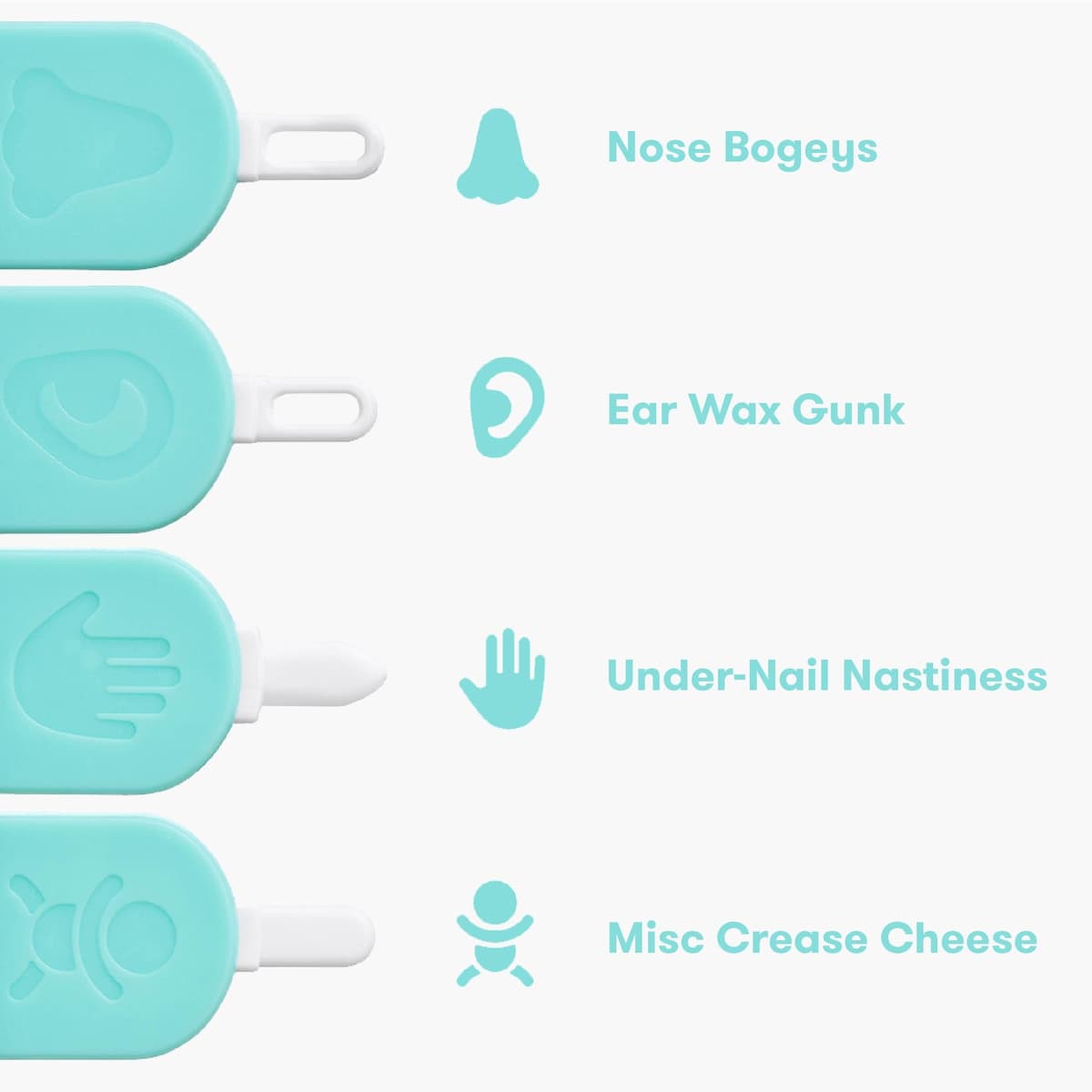 Frida Baby 3-in-1 Nose, Nail + Ear Picker | Baby Ear Cleaner + Baby Nose Cleaner and Nail Tool for Babies + Toddlers, Safely Clean Baby's Bogies, Ear Wax & More — view 3