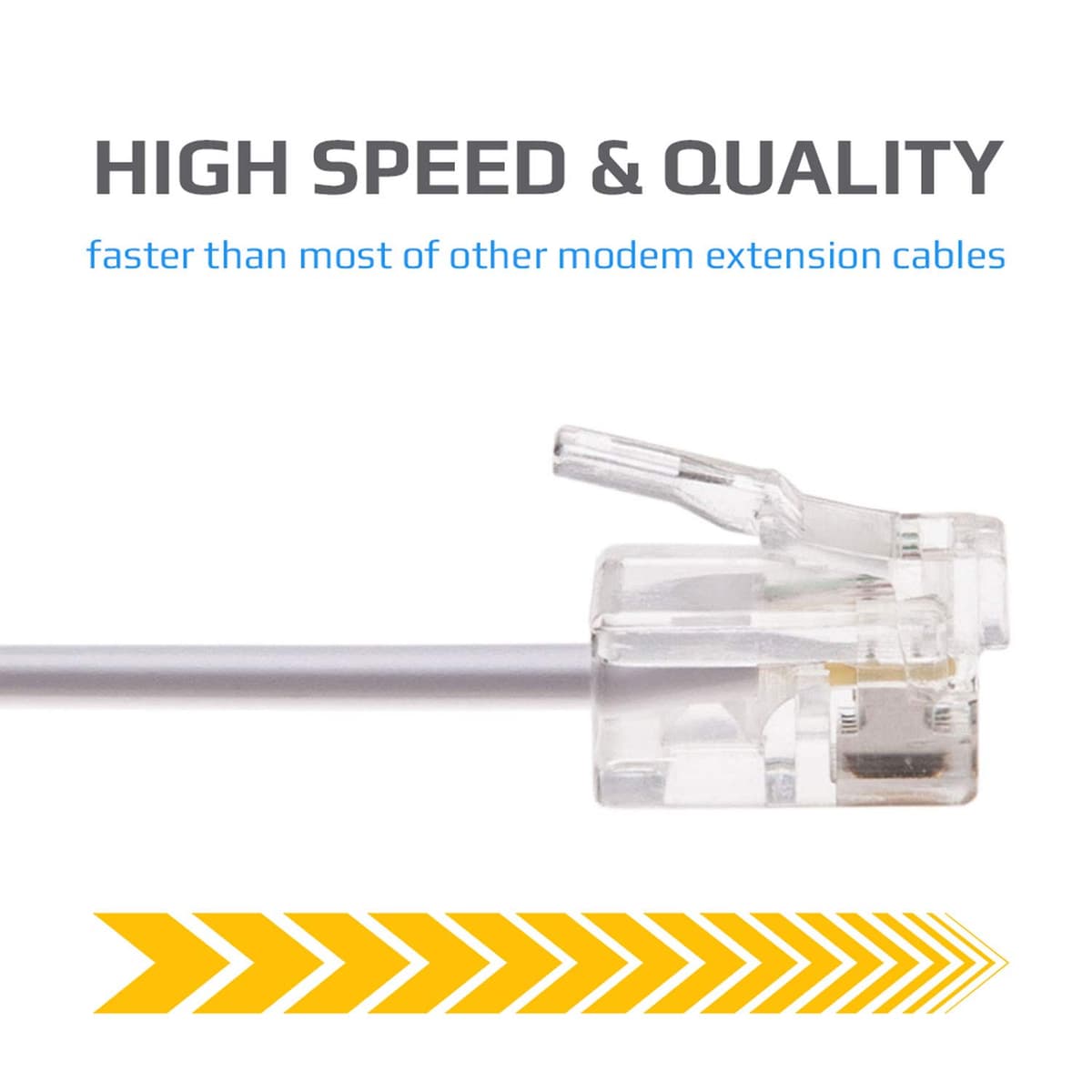Keple RJ11 Cable ADSL 10m de Extensión Telefónico Conector Telecom de Banda Ancha de Internet de Alta Velocidad de Macho a Macho Enrutador y Módem a RJ11 Enchufe de Teléfono, Microfiltro (Blanco) — view 2