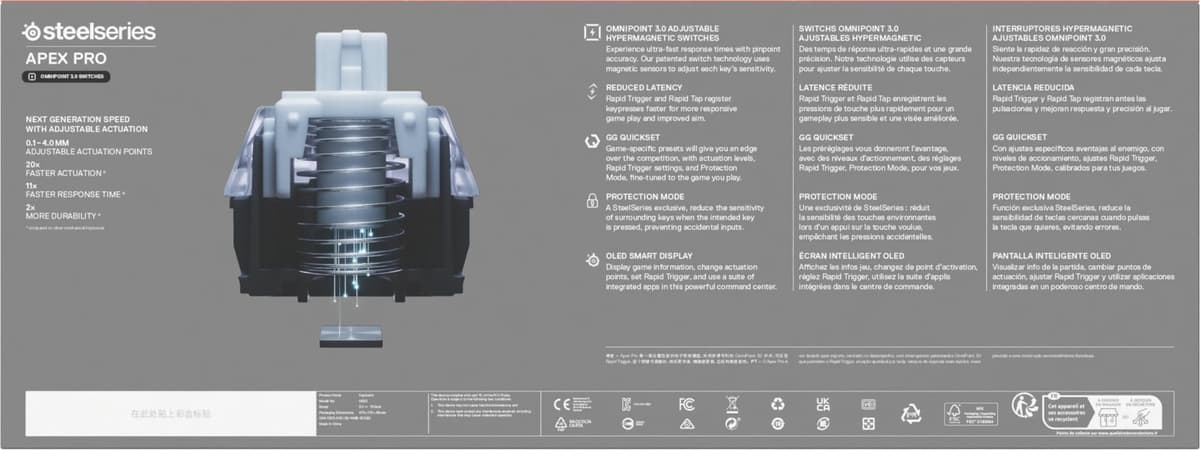 SteelSeries Apex Pro Gen 3 - Gaming Keyboard - Hall Effect Switches; OmniPoint 3.0 - Adjustable Actuation - Game-Ready Presets - Rapid Trigger, Protection Mode, Rapid Tap/SOCD - English QWERTY — view 13