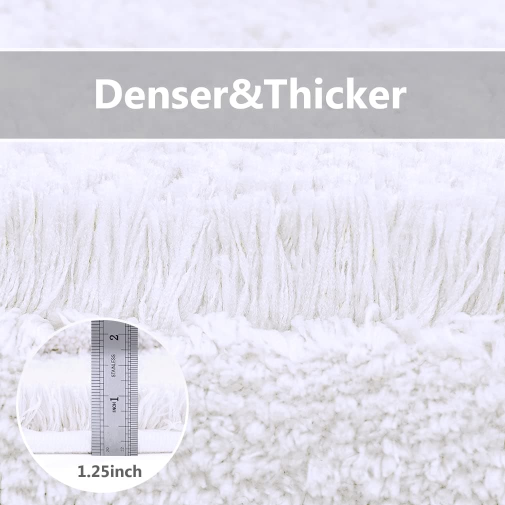 VANZAVANZU Non Slip Bath Mat Extra Large Bathroom Runner Rug Thickened Bath Rug for Bathroom Absorbent Ultra Soft Bedside Carpet Fluffy Microfiber Runner Floor Mat - 50 x 122cm (White) — view 2