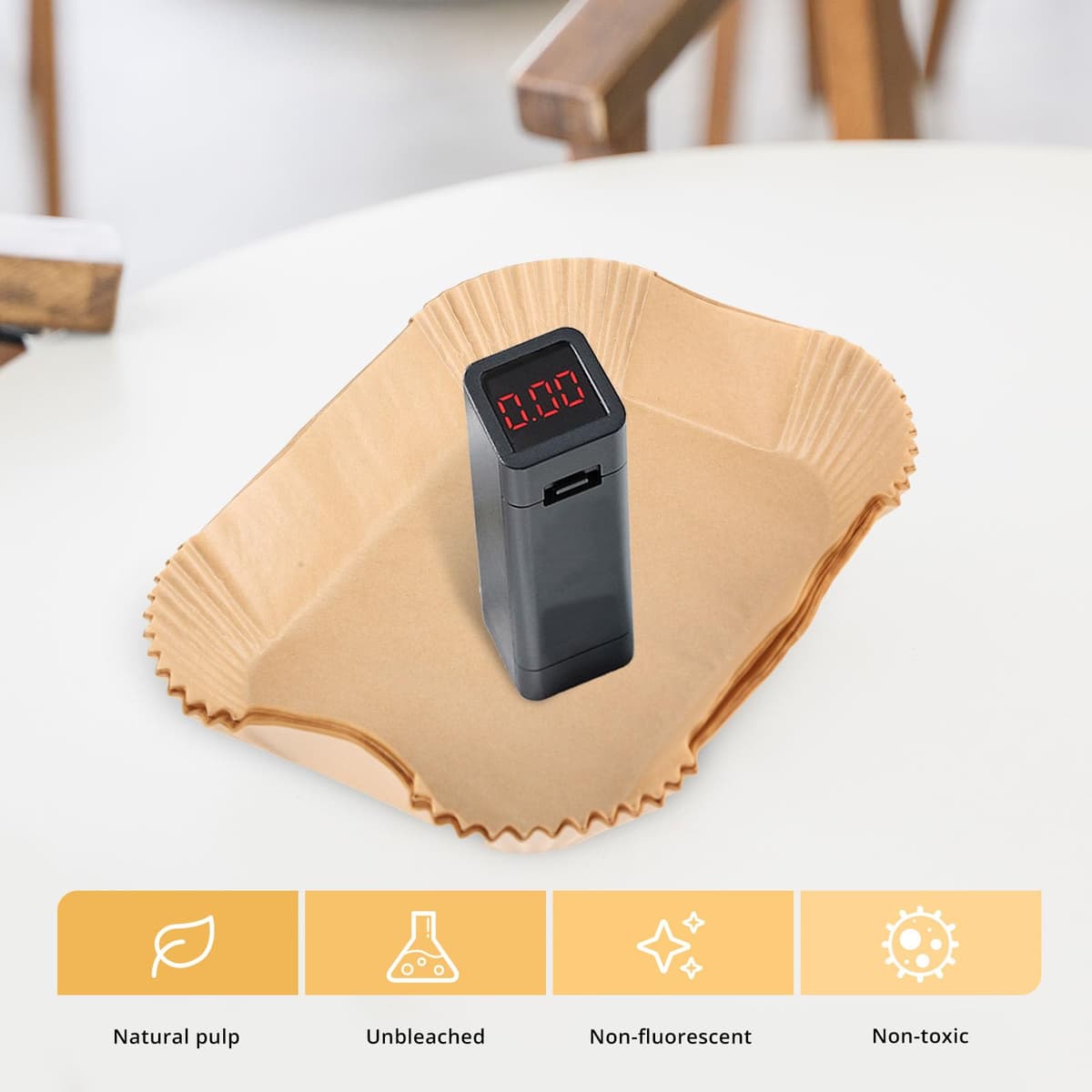 150PCS Air Fryer Liners for Ninja Dual, AF300UK AF400UK Disposable Paper Liners Accessories, Airfryer Parchment Liners Compatible with Ninja Cosori Cecotec and Other Dual Zone Air Fryers — view 5