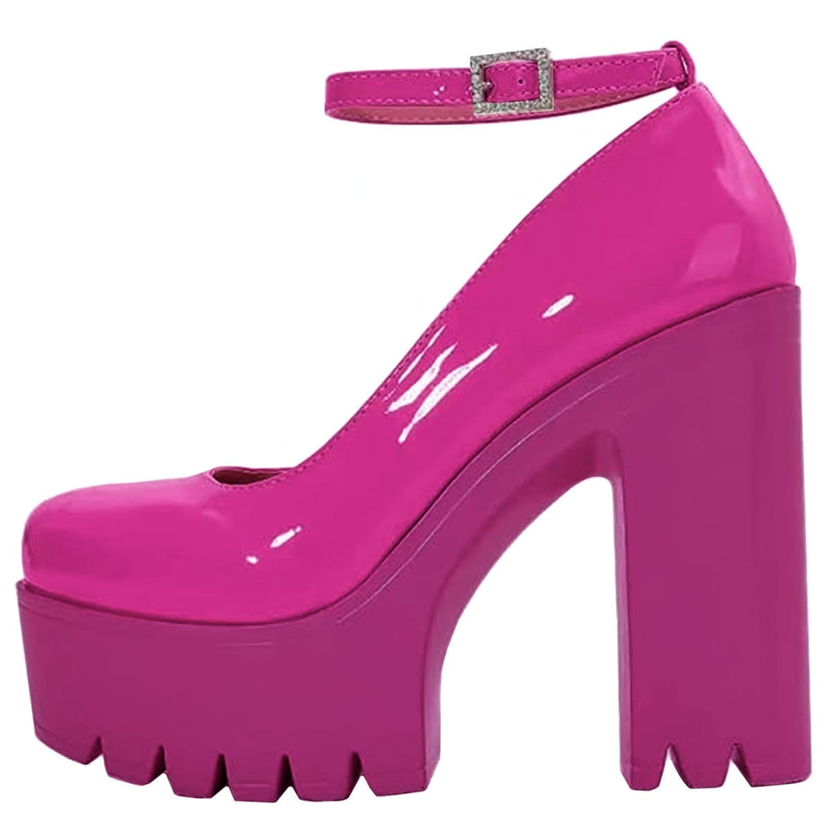 Womens Platform Mary Janes Shoes Sweet Toe Ankle Lolita Gothic Pumps Chunky Patent Leather — view 39