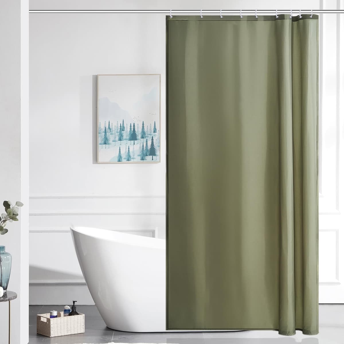 Furlinic Navy Shower Curtain Anti Mould Resistant Waterproof Bathroom Curtains Washable Polyester Fabric 90x180cm with Weight Tape for Bath Wet Room 35x72 Inch. — view 177