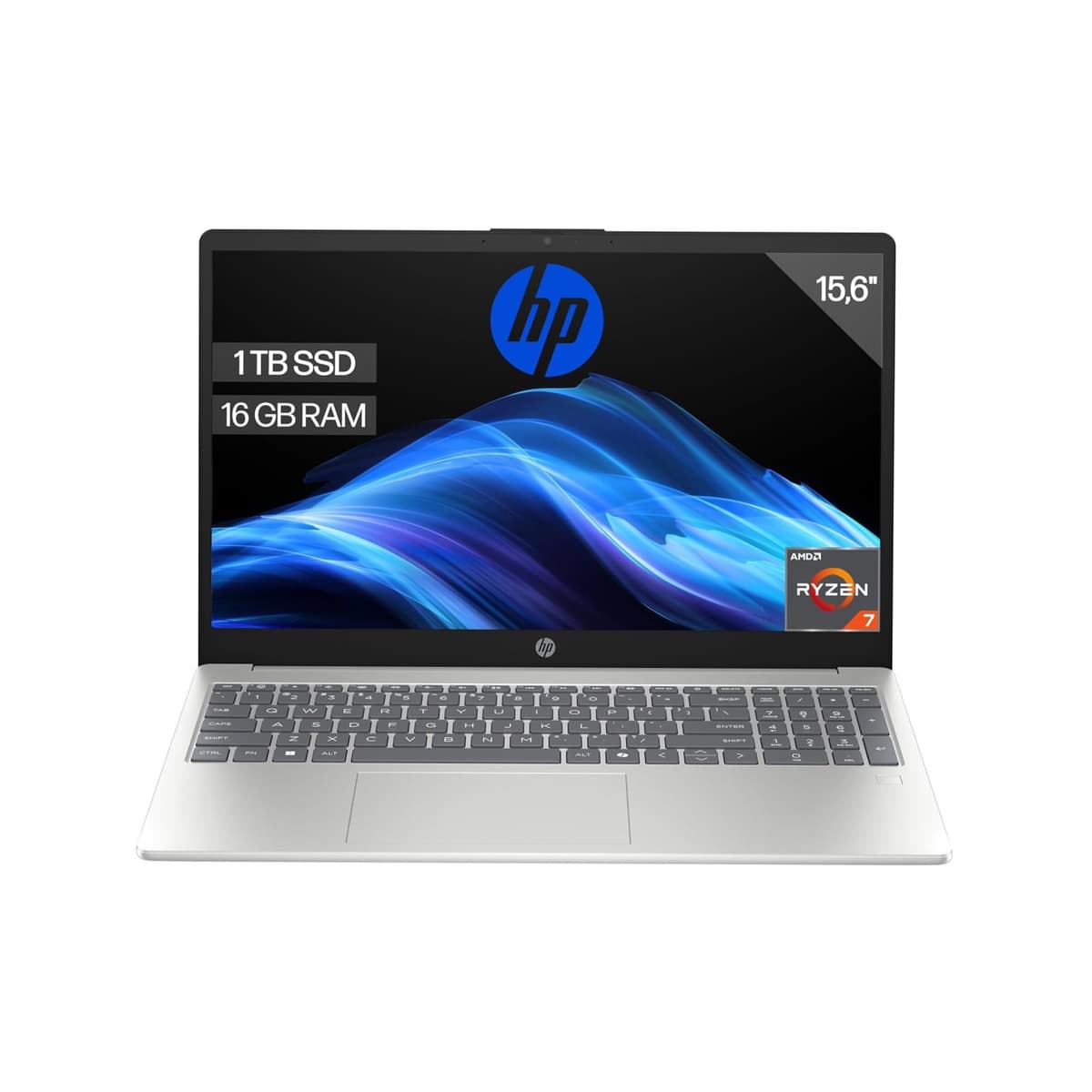 HP 15-fc0240ns - Ordenador portátil de 15.6" FHD (AMD Ryzen 7-7730U, 32 GB RAM, 1TB SSD, AMD Radeon Graphics, Sin Sistema operativo) Plata - Teclado QWERTY Español — view 12
