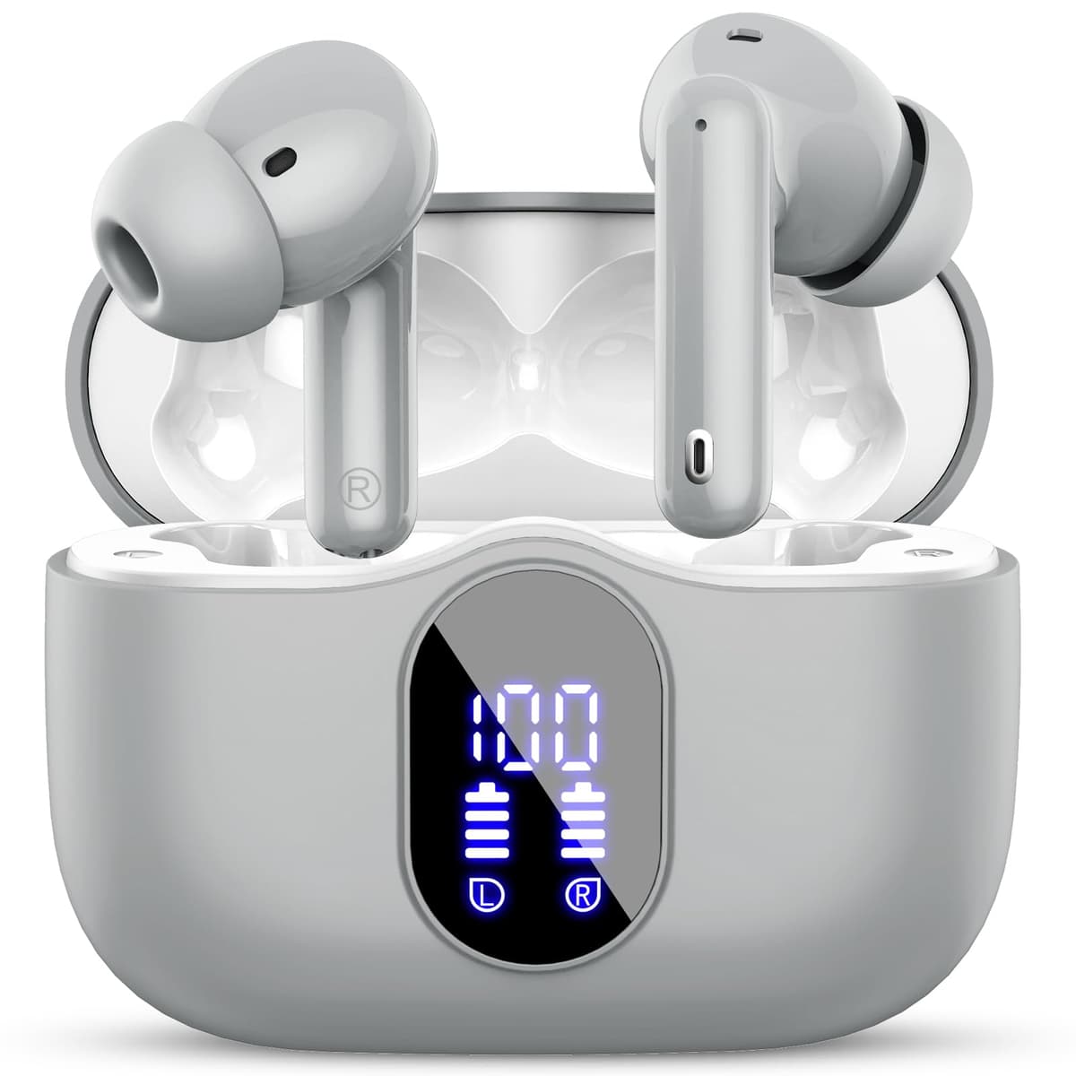 Btootos Auriculares Inalámbricos, Bluetooth 5.3 con HD Micrófono HiFi Estéreo Pantalla LED, Reducción de Ruido, 13 mm Controlador dinámico, IP7 Impermeable 36H Cascos Inalambricos — view 9