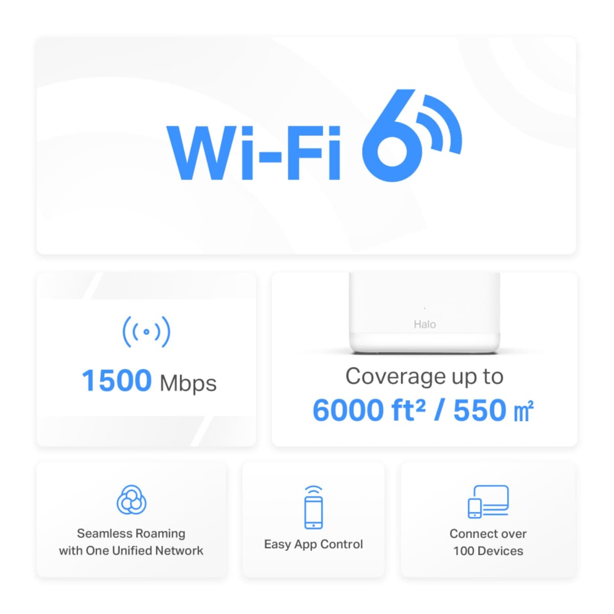 MERCUSYS AX1500 Whole Home Mesh WiFi 6 System, Coverage up to 6,000 ft² (550 m²), Connect up to 100 Devices, 1024-QAM, Full Gigabit Ports, Dual Band Wi-Fi, Easy App Control, Halo H60X (3-pack) — view 3