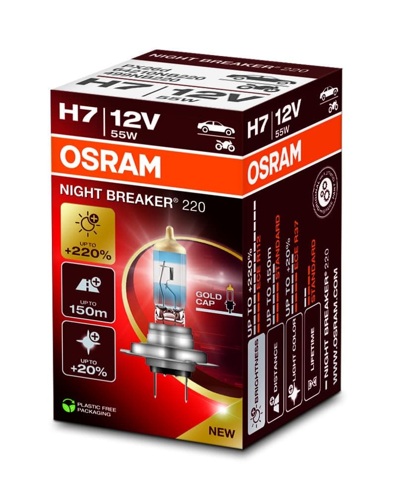 OSRAM NIGHT BREAKER 220, H4, +220% more brightness, halogen headlight lamp, 64193NB220, Folding Box (1 lamp) — view 5
