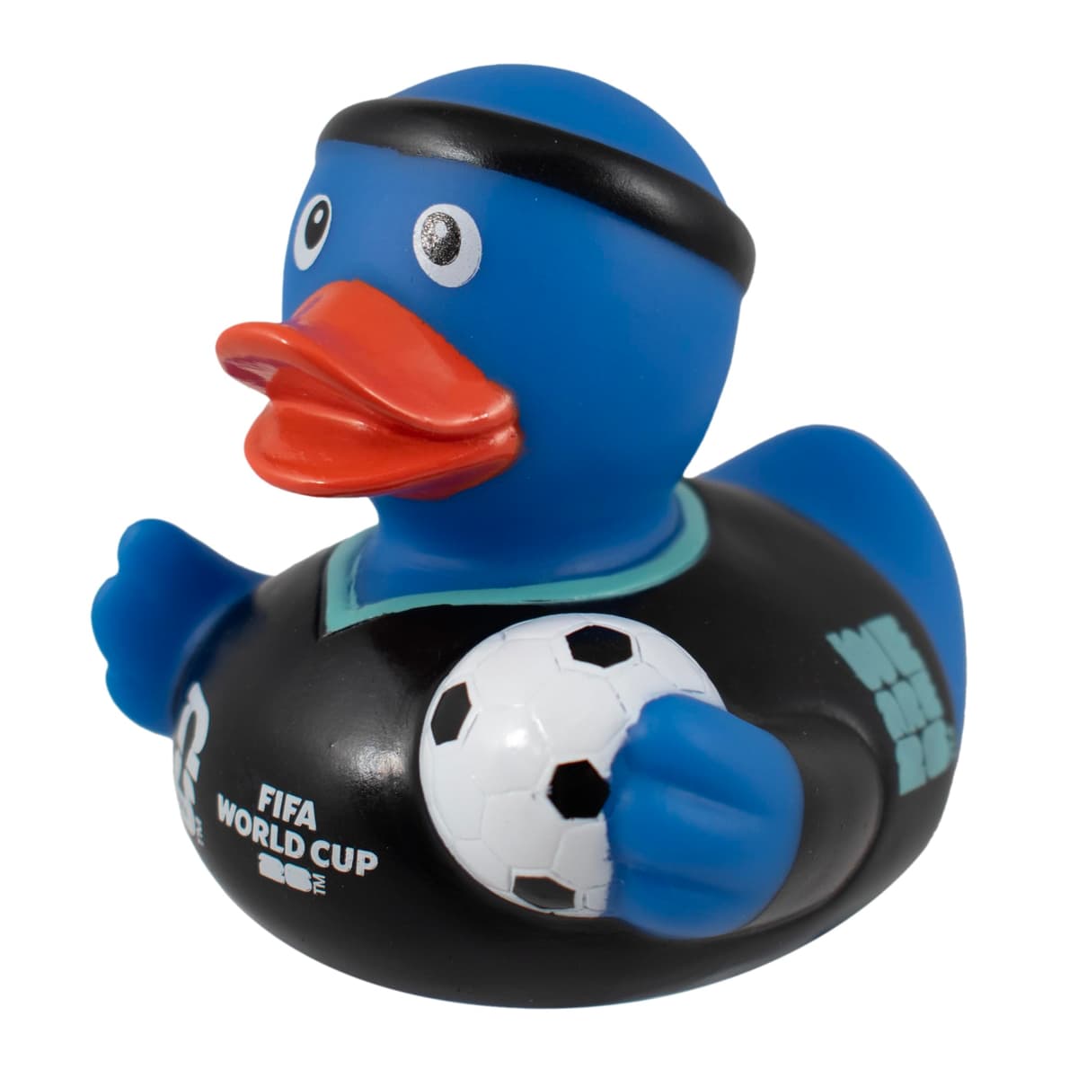 Hy-Pro Officially Licensed FIFA World Cup 2026 Rubber Duck - Bath Toy with Headband & Shirt Holding Ball, Collectible Football Mascot for Supporters, Fun & Nation Pride Display - Blue