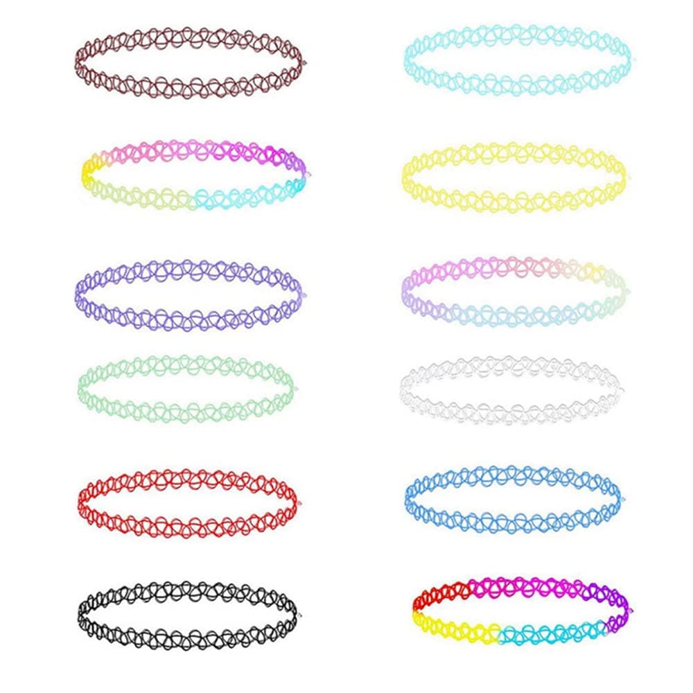 LICQIC 90s Choker Necklace Kit, Tattoo Choker Necklace, Elastic Stretchable Neon Chokers, Gothic Tattoo Choker Chain Jewelry for Women Girls — view 10
