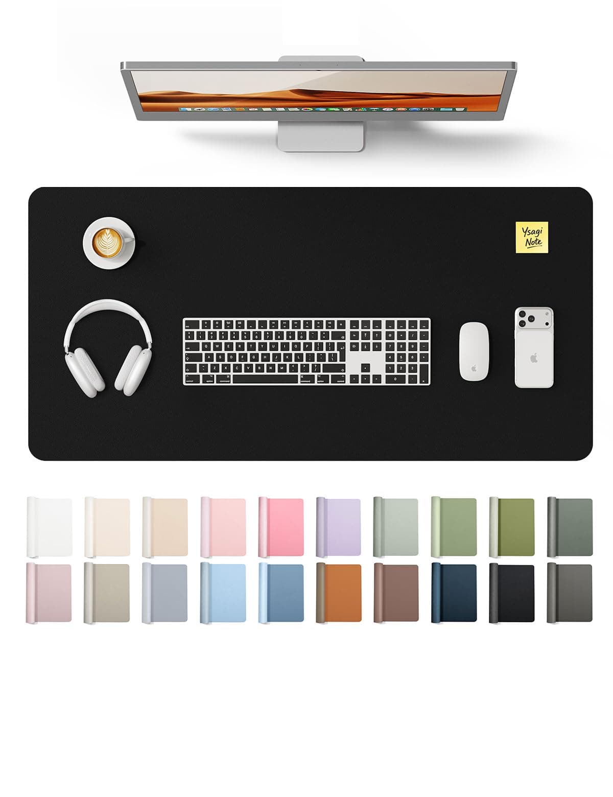 YSAGi Leather Desk Mat, Large Mouse Mat, Non-Slip Desk Pad, Waterproof Leather Table Protector Writing Pad for Office and Home (60 x 35 cm, Black) — view 33