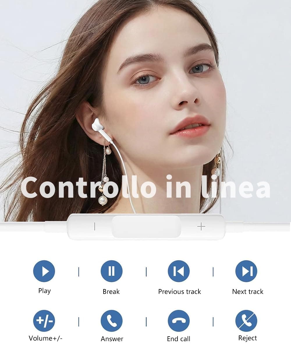Cascos iPhone Cable,Auriculares para iPhone,Cascos con Cable con Aislamiento de Ruido Soporte Control de Volumen de Llamadas,Compatible con iPhone 13/12/11 Soporta Todo el Sistema i0S — view 4