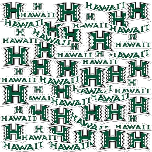 University of Hawaii 50ct Vinyl Large Deluxe Stickers Variety Pack - Laptop, Water Bottle, Scrapbooking, Tablet, Skateboard, Indoor/Outdoor