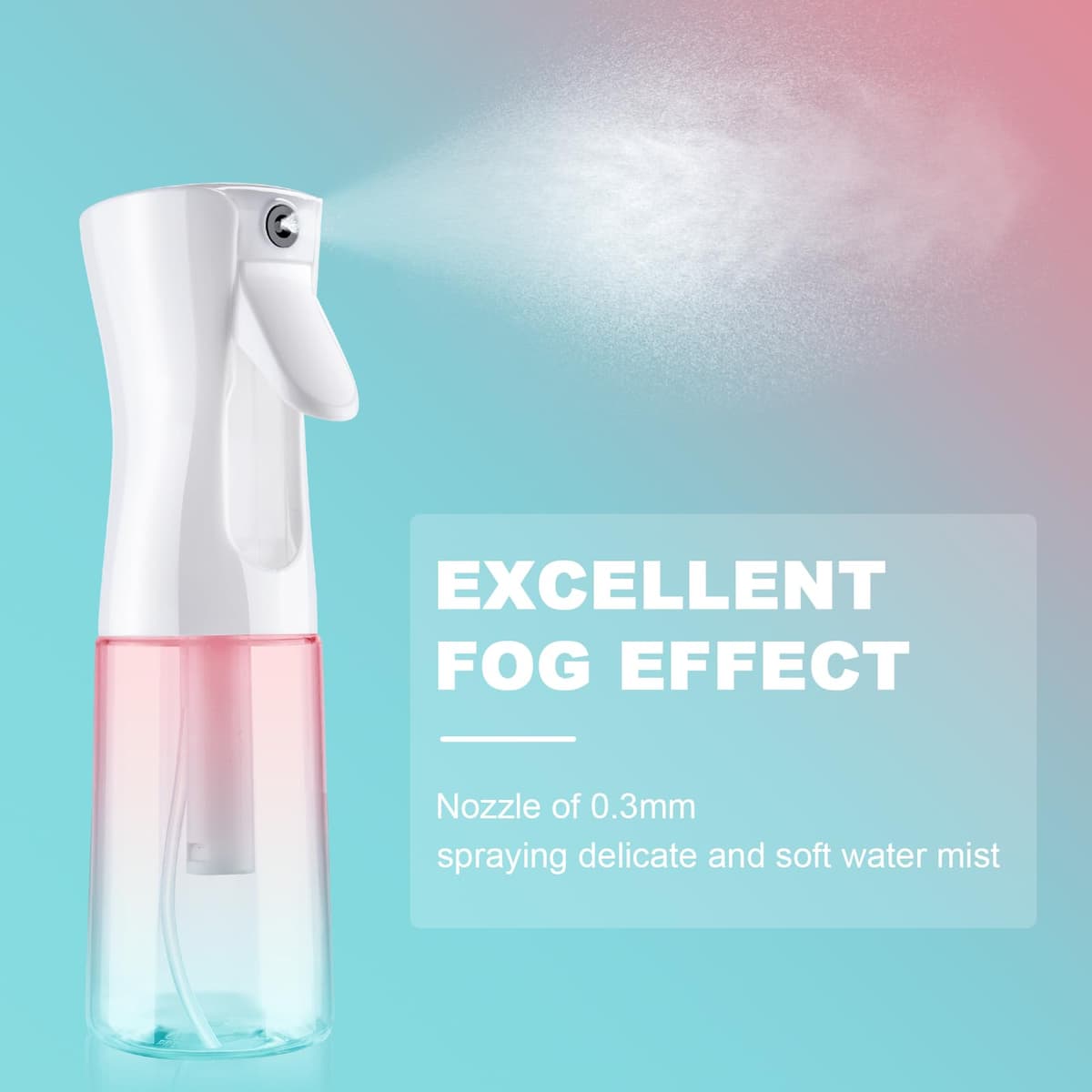 LOPHE Vaporizador Agua Peluqueria - 2pcs Bote Spray Pulverizador Reutilizable 200ml, para Limpieza y Peinado, Botella Transparente Rosa-Verde Degradado — view 2