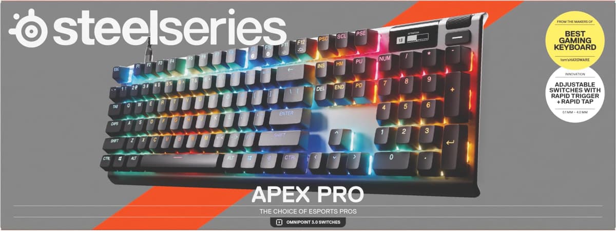 SteelSeries Apex Pro Gen 3 - Gaming Keyboard - Hall Effect Switches; OmniPoint 3.0 - Adjustable Actuation - Game-Ready Presets - Rapid Trigger, Protection Mode, Rapid Tap/SOCD - English QWERTY — view 12