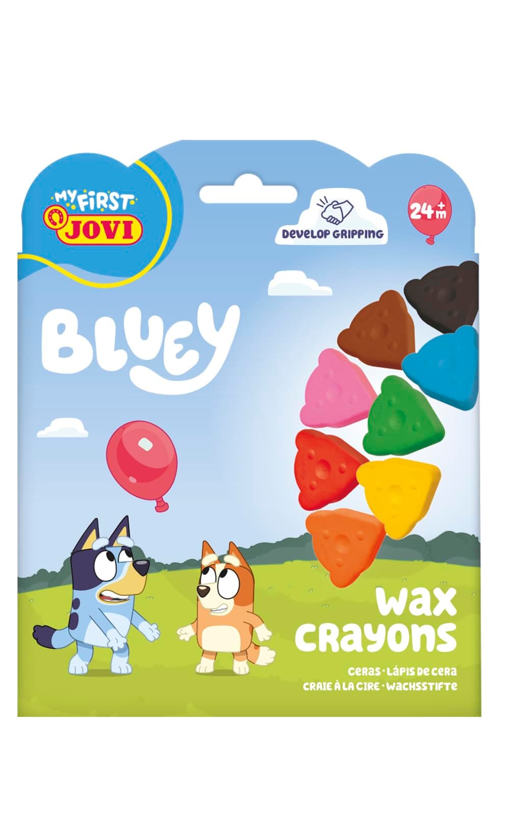 Jovi - My First, estuche con 8 ceras Bluey, colores super resistentes con forma de oso, A partir de 24 meses, agarre ergonómico, no manchan — view 2