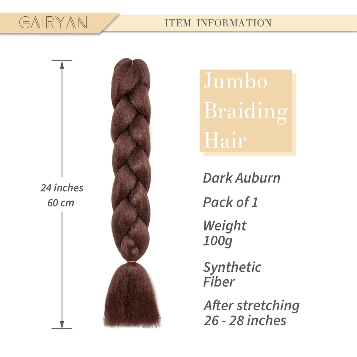 60cm Extensiones de Pelo Trenzas Africanas Castaño Oscuro Extensiones para Trenzas Africanas 1 pcs 100g Kanekalon Pelo para Trenzas Africanas Sintetico Extensiones de Trenzado Cabello Braiding — view 2