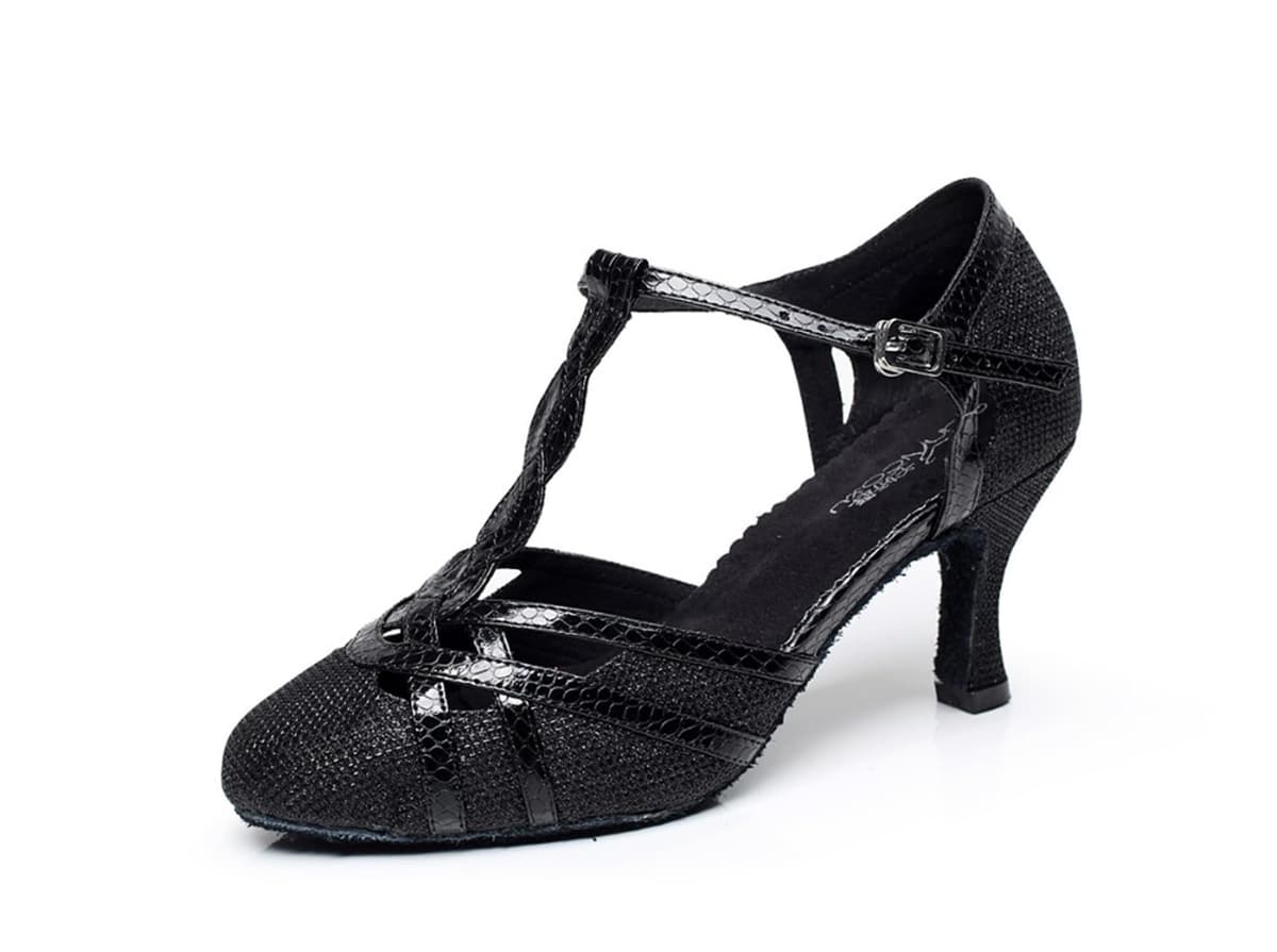 MGM-Joymod T-Starp - Zapatos de baile latino sintéticos con purpurina para mujer, para bodas, bailes de baile latino — view 11