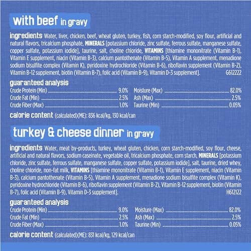 Purina Friskies Gravy Wet Cat Food Variety Pack, Savory Shreds With Beef, Turkey and Cheese Dinner, Chicken and Salmon Dinner, With Ocean Whitefish and Tuna - (Pack of 32) 5.5 oz. Cans — view 6