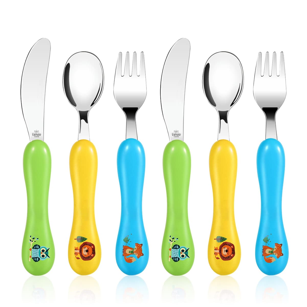 Lehoo Castle Children's Cutlery Set, 6pcs Stainless Steel Toddler Cutlery Kids Cutlery Flatware, Incudes 2 x Spoons, 2 x Forks, 2 x Knives — view 14