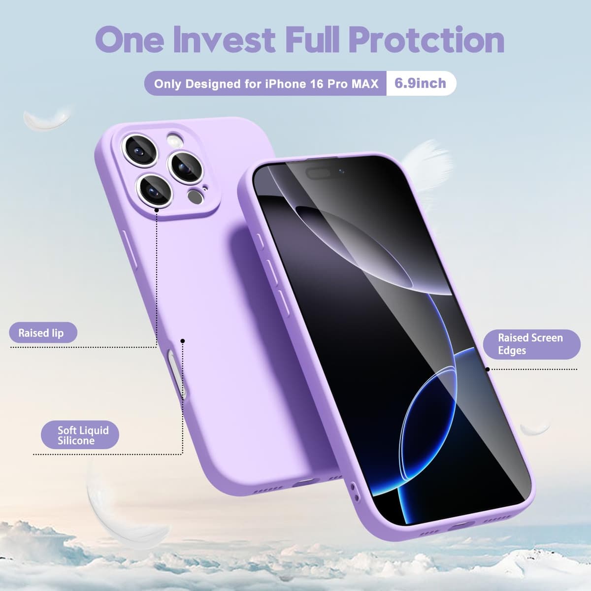 oakxco for iPhone 17 Pro Max Phone Case Liquid Silicone, Cute Thin Slim Grip Soft Rubber Gel for Women Men, Smooth Matte TPU Plain Solid Color Girly Simple Case with Camera Cover, Light Pink — view 987