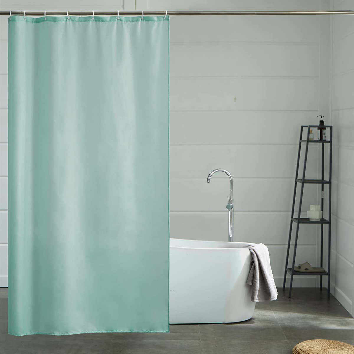 Furlinic Cortina Ducha 200x200cm Antimoho Impermeable Lavable Blanco Tela Poliéster Grandes Cortinas de Baño con 12 Aros de Cortina Ducha. — view 138