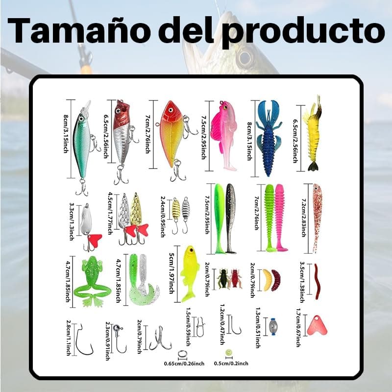 ZhaoCaiWJ 133 Piezas Señuelos de Pesca Kit Completo - Cebos Artificiales Mixtos con Caja de Aparejos: Vinilos, Cucharillas, Ranas y Anzuelos - Equipo de Pesca Spinning para Mar y Río (Black Bass, Truc — view 4