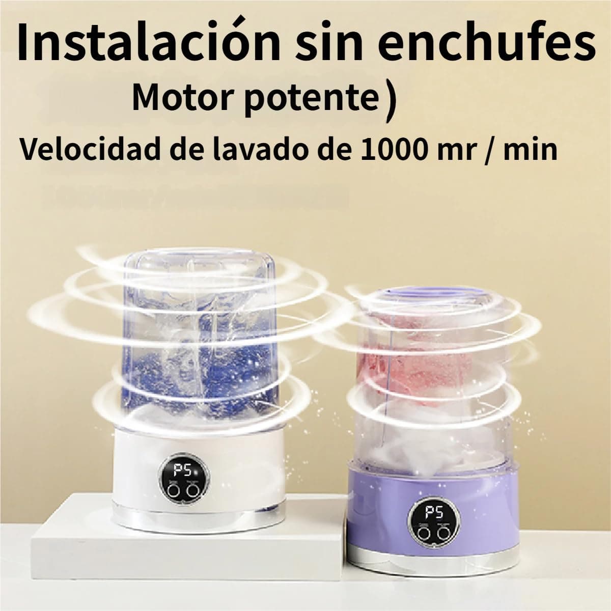 Minilavadora de Trapos, Mini Washer Machine Portátil - Mini Lavadora para Trapos de Cocina y Ropa Interior, Mini Washing Machine con Centrifugado para Limpieza Higiénica (Morado) — view 3