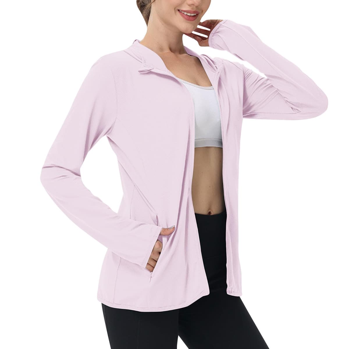 Sun Jacket for Women UPF 50+ Lightweight Athletic Jacket Sun Protection Full Zip Hoodies Shirts Hiking Outdoor Pockets — view 18