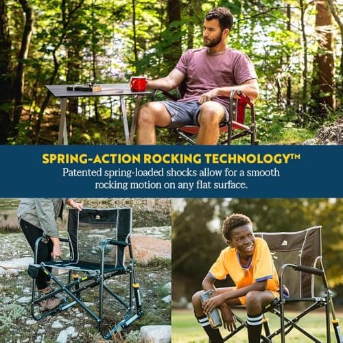 GCI OUTDOOR Freestyle Rocker Camping Chair | Portable Folding Rocking Chair with Solid, Durable Armrests, Drink Holder & Comfortable Backrest — Indigo Blue — view 3