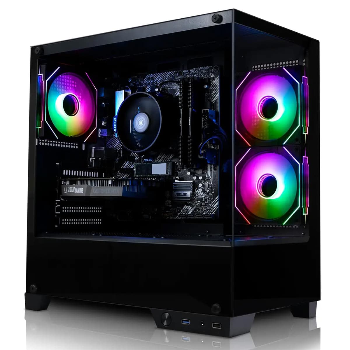 ADMI Gaming PC, AMD Ryzen 7 5700X, NVIDIA RTX 5060 8GB GDDR7, DDR4 16GB, NVMe 1TB, WiFi, Charger RGB Case (Black), Windows 11