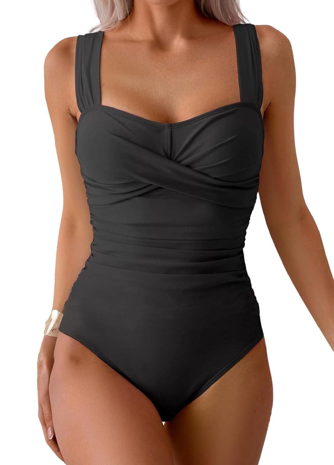 Yutdeng Bañador Mujer Reductor Barriga Traje de Baño Una Pieza Bañador Push Up con Relleno Vientre Plano Tirantes Anchas Crossover Natacion Bañadores Mujer Tallas Grandes Ropa de Baño — view 9