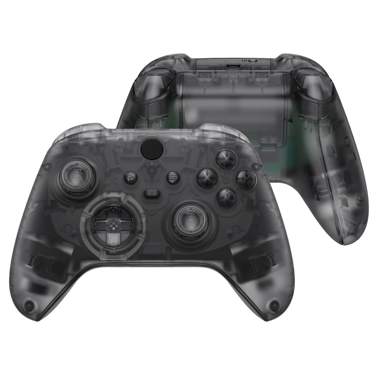 eXtremeRate Carcasa Transparente para Xbox Series X S Mando Carcasa Completa Protector Placa Trasera Funda Frontal Empuñadura Agarre con Botones para Xbox Series S X Control-No Incluye Mando(Negro)