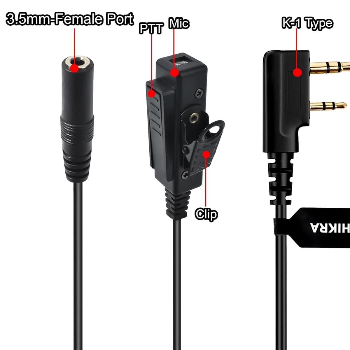 Cable adaptador universal de audio de radio de 2 vías de 3,5 hembra a 2 pines con PTT compatible con Baofeng UV-5R UV-5RA UV-82 Kenwood TH-22AT Quansheng K5 K6 TK-11 — view 2