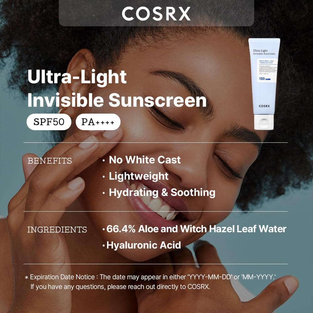 COSRX Ultra-Light Invisible Sunscreen SPF 50 Face Moisturiser, PA++++ Korean Sunscreen, Non Oily Sun Cream, UVA/UVB Protection, Daily Hydrating Sun Lotion, No White Cast 50ml — view 2