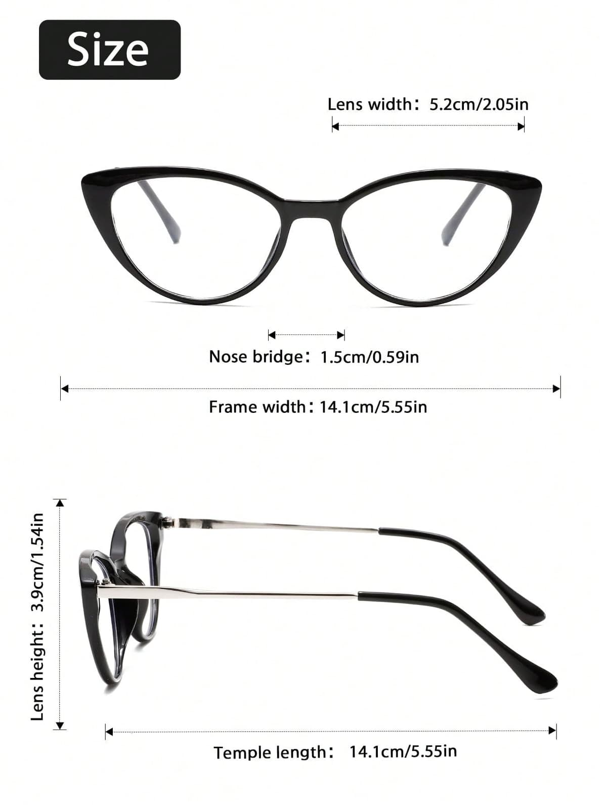 1/2/3 gafas transparentes de plástico con diseño de ojo de gato, marco completo, moderno, simple, para mujer, para la vida cotidiana, regalo de vacaciones adecuado — view 5