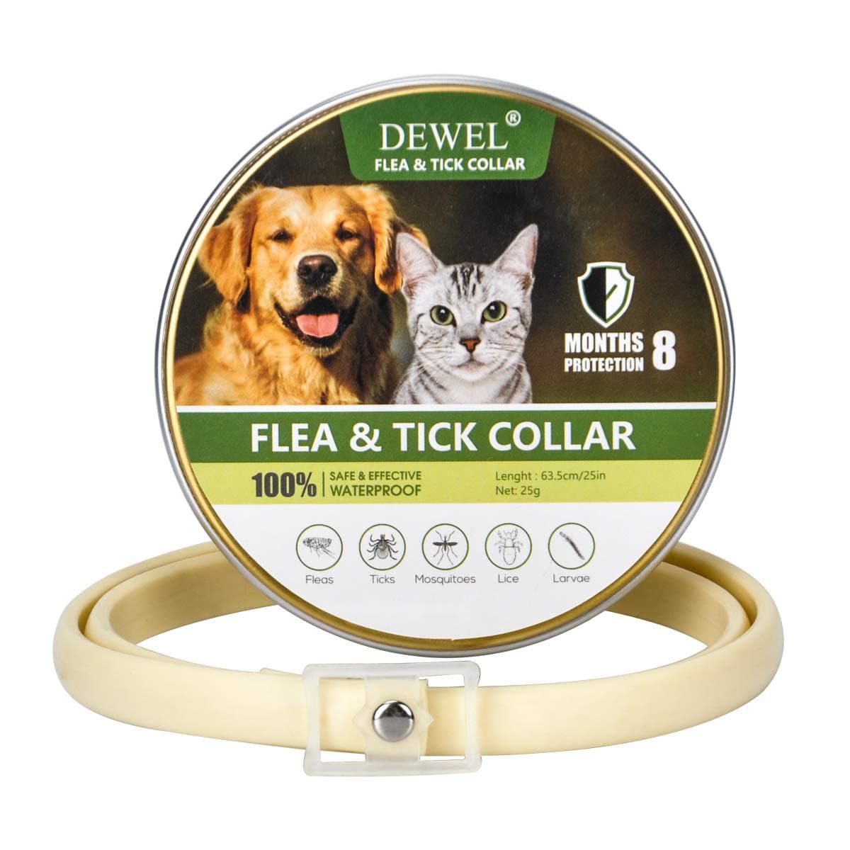 DEWEL Collar contra Pulgas y Garrapatas para Perros Grandes Medianos y Pequeños, Collar Antiparasitario para Perros 8 Meses de Protección, Control Antipulgas para Mascotas de 63,5 cm Gris 1 Unidad — view 9