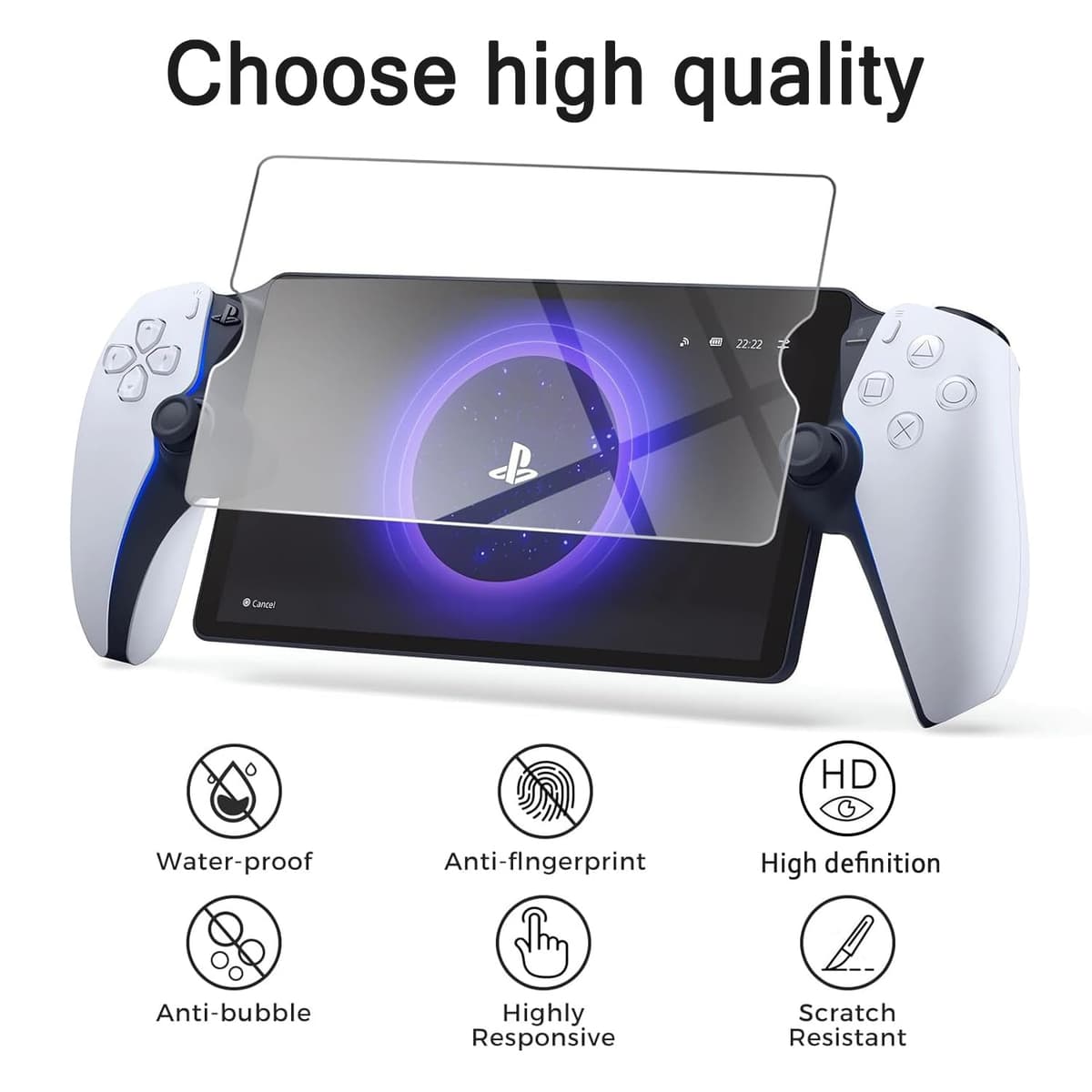 IBETEK 3 Protector de Pantalla Vidrio Templado para Sony PS5 PlayStation Portal, Dureza 9H, Resistente a Arañazos y Huellas Dactilares — view 5