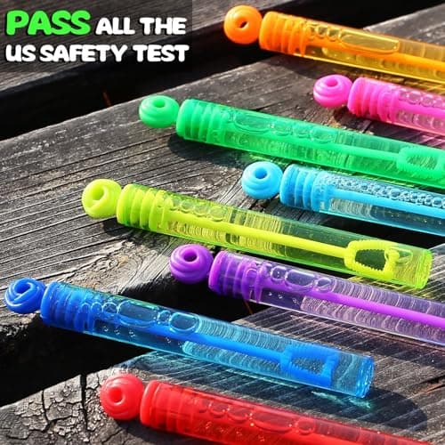Goodie Bags Stuffers for Kids Party, 32 Pack Mini Neon Bubble Wands for Party Favors Supplies in Gift Box, Classroom School Reward, and Pinata Filler Toys, Birthday Decorations, Small Halloween Treats — view 3