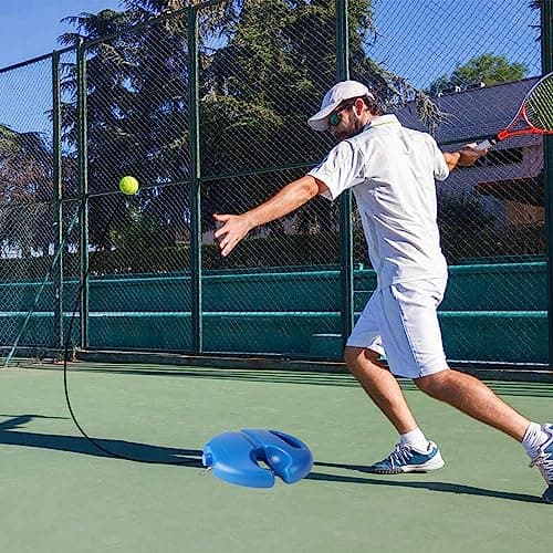 Tennis Trainer Rebound Balls with Rope & Anti-Slide Baseboard – Anti-Tangle String Practice Equipment for Adult Solo Training & Kids Beginners — view 5