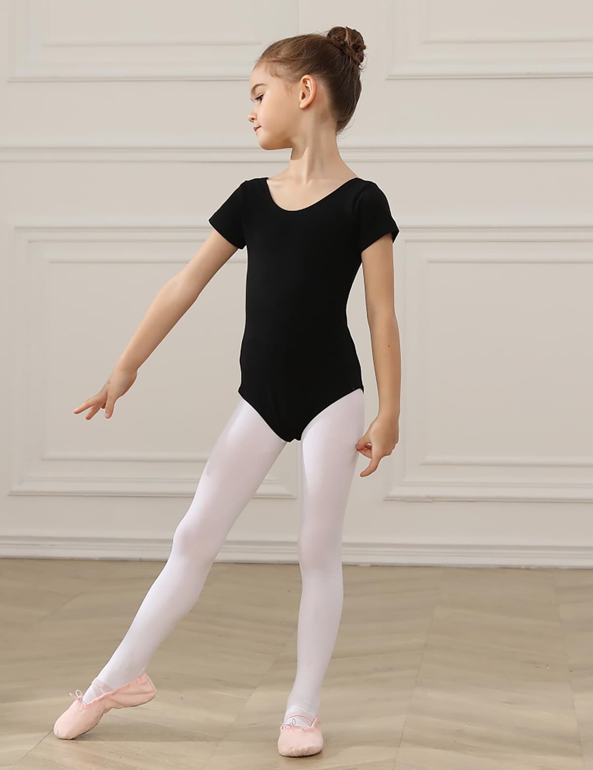HIPPOSEUS Maillot de Ballet Danza para Niña Mangas Corta Ballet Body Leotardos Danza Clásico Gimnasia Ritmica, AM0019DX — view 2