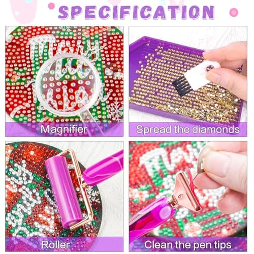RaySoar Diamond Art Pens Diamond Art Tools Painting Pen with Screw Metal Tips Multi-Placer Tool Accessories for Adults Gem Rhinestone Picker Stylus Purple — view 4