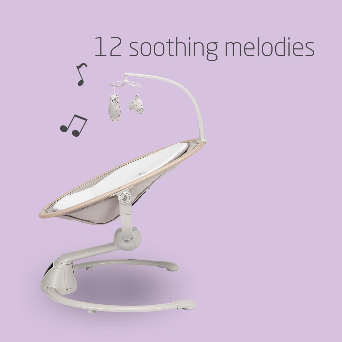 Maxi-Cosi Cassia Electric Baby Swing Chair, 0–6 Months, max 9kg, Baby Rocker, 12 melodies, 360° Seat Rotation, Automatic Motion Detection, 5 Swinging Speeds, 2 Recline Positions, Classic Beige — view 3