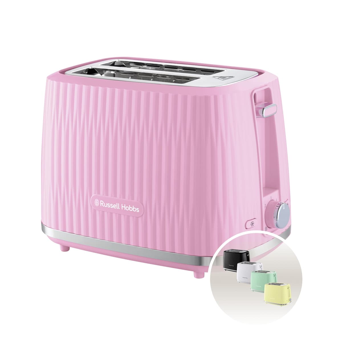 Russell Hobbs Eden 2 Slice Toaster (6 Browning Settings, High Lift Feature, Frozen, reheat, Cancel Functions, Removable Crumb Tray, 800W, Raspberry) 27372