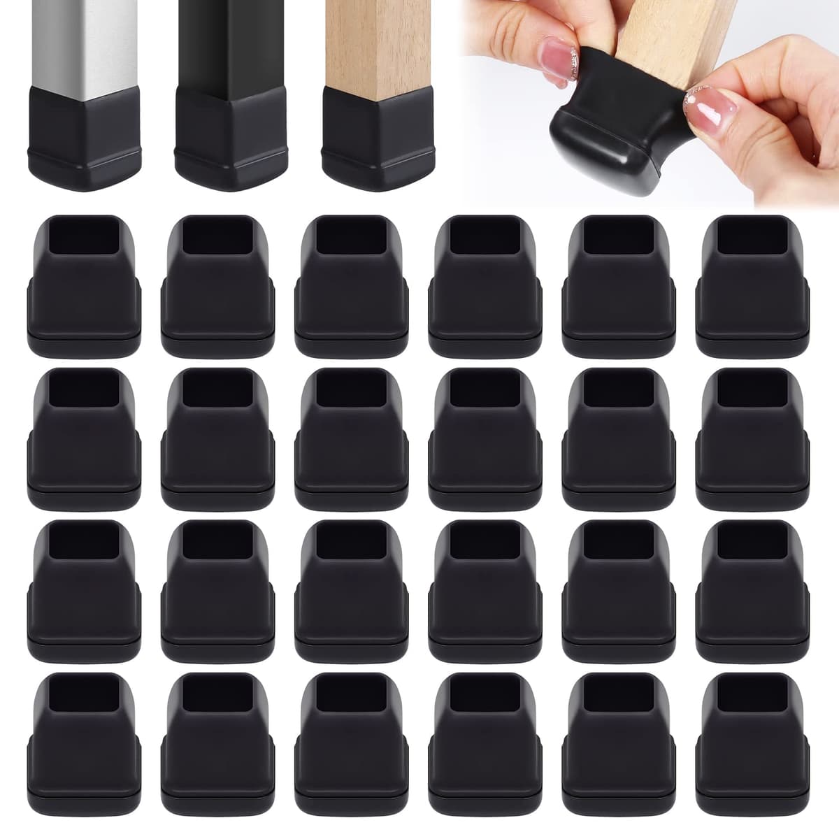 Ezprotekt Protectores de Suelo Transparentes para Patas de Silla 20-28mm, 16 Tapones de Silicona con Fieltro Envuelto, Fundas de Silicona Redondo — view 50