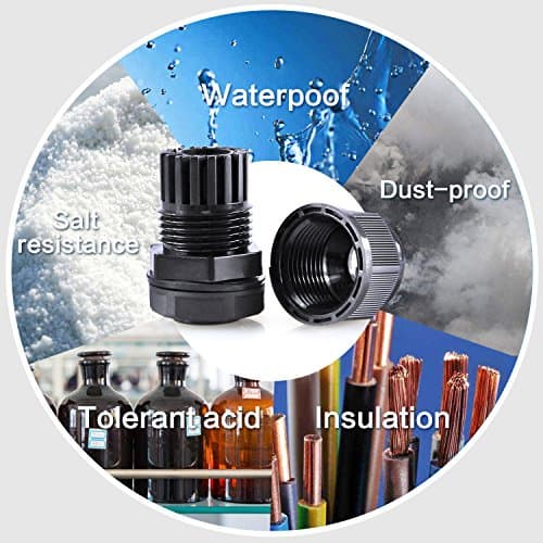 XHF 10 Pcs 1/2" IP68 Strain Relief Nylon Cord Grip Waterproof NPT Cable Glands Adjustable UL Listed and RoHS Compliant (Black) — view 4