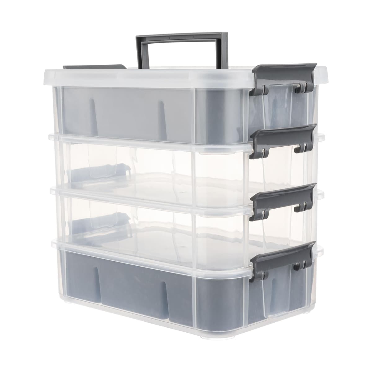 Craft Organizers and Storage, 10QT 4-Layer Durable Sewing Organizer for Sewing Supplies with 2 Removable Trays, DIY Kit Container for Seasonal Decor, Tool, Scrapbook and Art Supplies — view 12