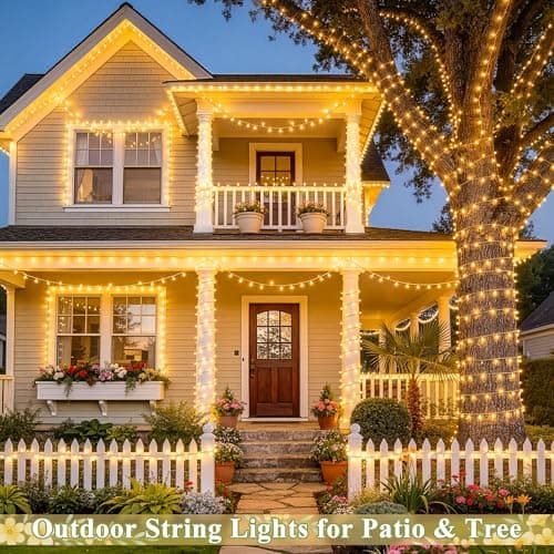 JMEXSUSS 200 LED Christmas Lights Indoor Outdoor, Connectable Warm White Christmas Tree Lights Clear Wire, 66 Ft Twinkle Fairy String Lights Plug in for Bedroom Wedding Christmas Tree Decorations — view 2