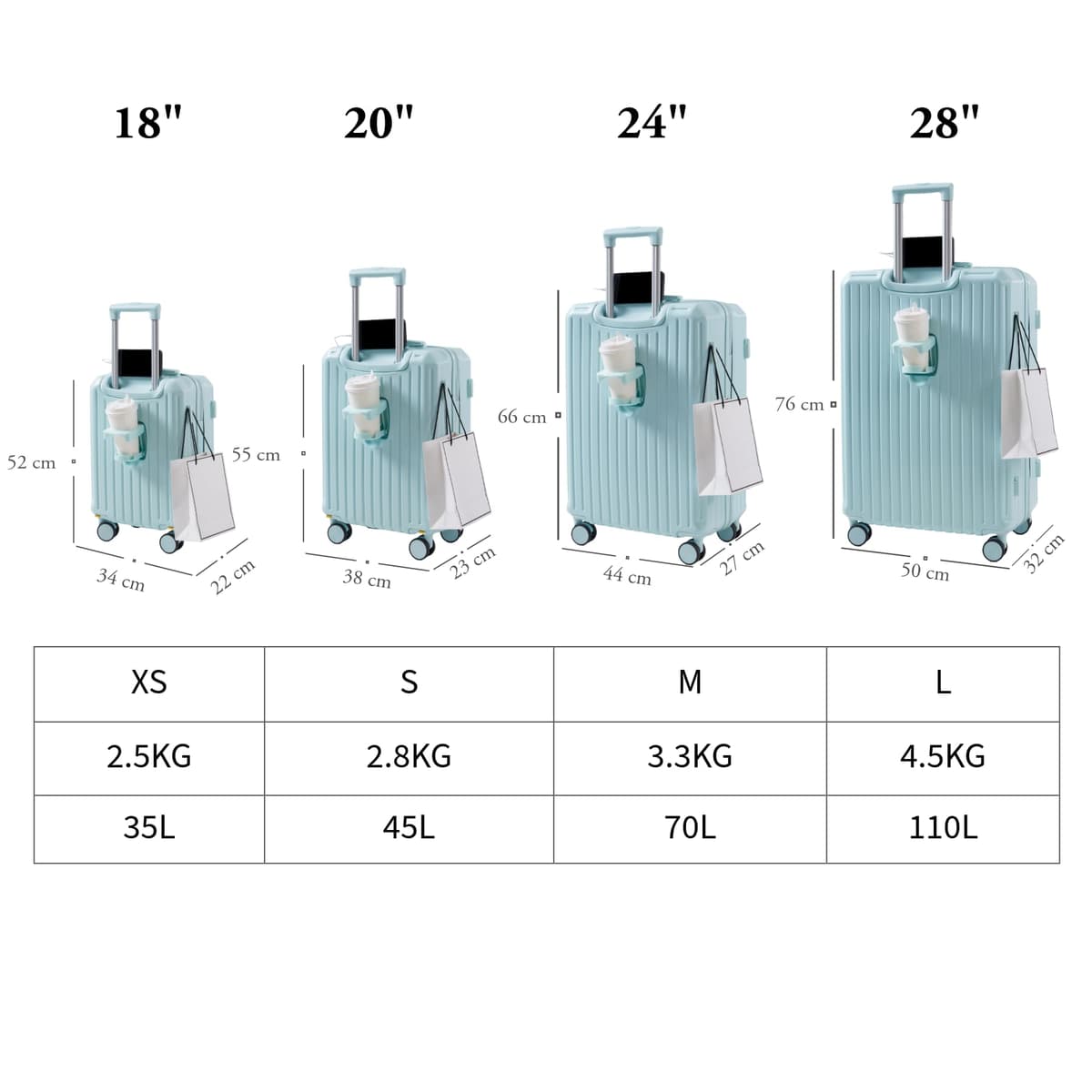 Maleta de Viaje Grande 76x50x32 cm Rígida ABS + PC con Cerradura TSA – Ideal para Facturación 23 kg, Ruedas Giratorias 360º Silenciosas — view 34